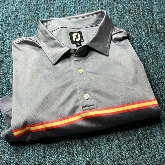 Footjoy Golf Polo Stripe Short Sleeve in Gray Neon - Picture 5 of 10